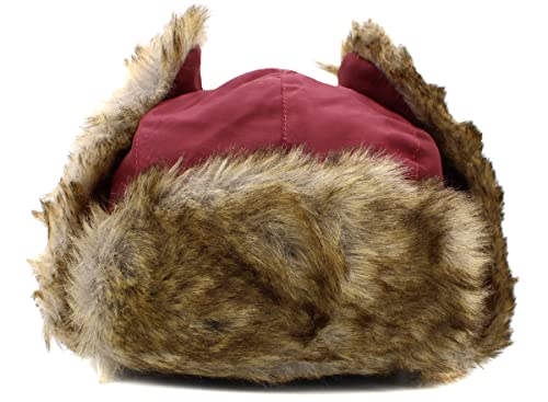 Wool Blend Aviator Trapper hat Trooper Ear Flaps Ushanka Eskimo Russian Warm Winter Cold… - color: Burgundy Classic Solid