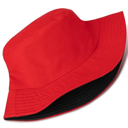 Bucket Hat Funny Duck Fisherman Hat Travel Beach Sun Hat Outdoor Cap for Men Women Adults - color: Red