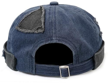 Mens Sailor Hats Brimless Denim Docker Caps Beanie - color: Blue