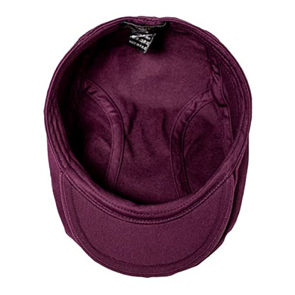 BOTVELA Men Cotton Twill Newsboy Flat Hat Fitted Cap - color: Burgundy, size: 7 7/8