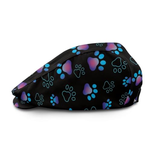 Mens Womens Newsboy Flat Cap Beret Hat Ivy Irish Gatsby Driving Cabbie Hat Lightweight Summer for Golf - color: Blue Dog Paw