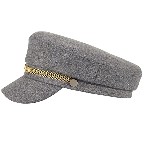 Brcus Men Women Newsboy Cabbie Peaked Beret Cap Baker Boy Yacht Captain Sailor Hat - color: Grey
