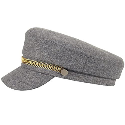 Brcus Men Women Newsboy Cabbie Peaked Beret Cap Baker Boy Yacht Captain Sailor Hat - color: Grey
