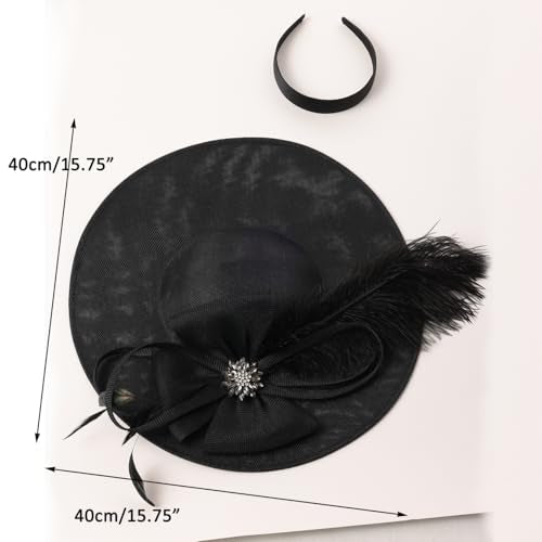 Unpifolov Fascinators Hats Elegant Women Flower Mesh Feathers Wedding Cocktail Bride Headband for Derby Hat Tea Party - color: Black