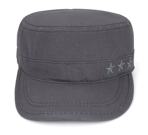 Unisex Flat Top Military Cadet Cap Outdoor Sun Hat - color: Grey