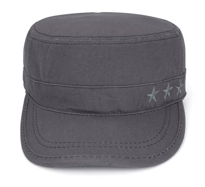 Unisex Flat Top Military Cadet Cap Outdoor Sun Hat - color: Grey