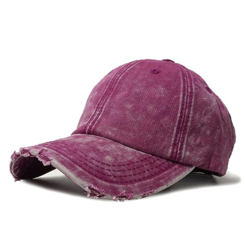 Classic Washed Distressed Vintage Baseball Cap Unconstructed Soft Cotton Denim Dad Hat for Men Women - color: Pink