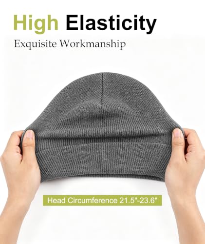 IYEBRAO 2-Pack Unisex Cuffed Beanie Hat for Men Women Skull Knit Cap - color: Dark Grey&navy Blue 2pcs