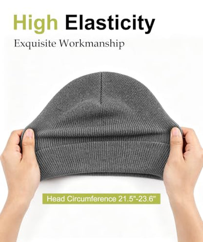 IYEBRAO 2-Pack Unisex Cuffed Beanie Hat for Men Women Skull Knit Cap - color: Dark Grey&navy Blue 2pcs