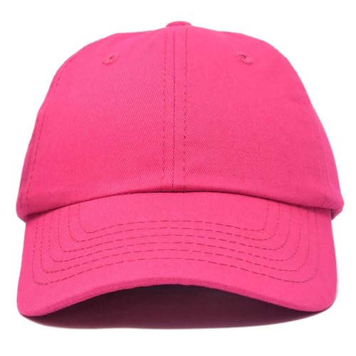 DALIX Baseball Cap Dad Hat Plain Men Women Cotton Adjustable Blank Unstructured Soft - color: Hot Pink