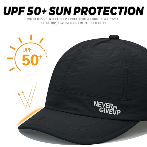 Clakllie Quick Dry Short Brim Cap for Men Lightweight 6 Panel Baseball Cap Golf Dad Hats Women's Running Trucker Hat - color: Cdus-bssq2505-black