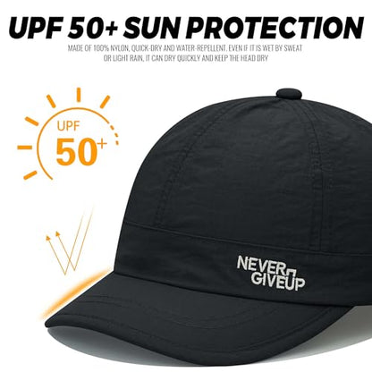 Clakllie Quick Dry Short Brim Cap for Men Lightweight 6 Panel Baseball Cap Golf Dad Hats Women's Running Trucker Hat - color: Cdus-bssq2505-black