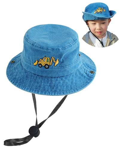 Excavator Toddler Baby Bucket Hats for Kids UV Protection Beach Hat Kids Camping Fishing Hat for Boy 2-8 Years - color: Blue