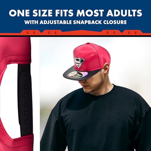 Concept One Unisex Adult DC Comics Superman Baseball Cap, Adult Adjustable Snapback Hat with Flat Brim for Men and Women - color: Black/Red