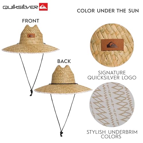 Quiksilver Men's Wide Brim Outdoor Lifeguard Straw Sun Hat - color: Twill, size: Small-Medium