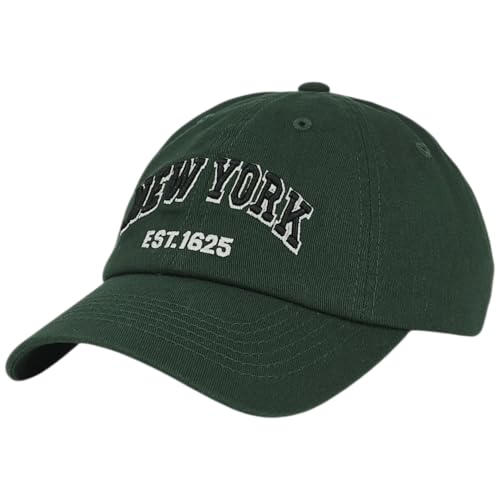 E BY ELIDAN NY Dad Hat, New York EST.1625 Cotton Baseball Cap Women & Men - color: Dark Green