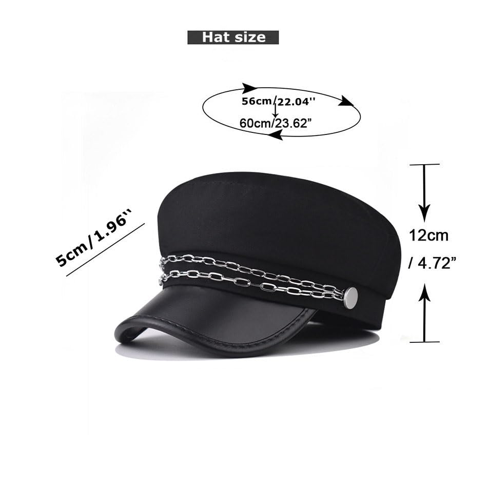 Chauffeur Hat Newsboy Cap Beret Driver Costumes Captain-Hat for Men Women - color: Black-c