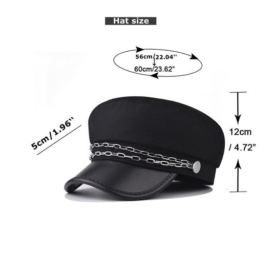 Chauffeur Hat Newsboy Cap Beret Driver Costumes Captain-Hat for Men Women - color: Black-c