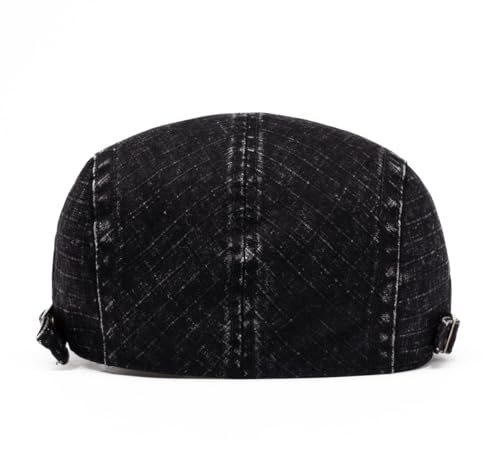 Quanhaigou Unisex Denim Newsboy Hats Flat Ivy Gatsby Cabbie Driving Berets Hat Cotton Dad Cap for Men Women - color: Retro Plaid Black