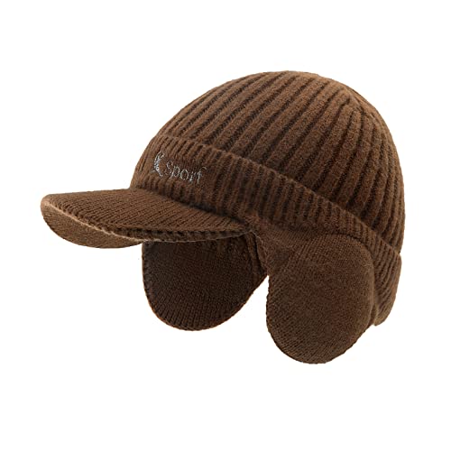 BAVST Hat for Men Knitted Beanie Women Winter Hats Men’s Stretchy Caps Outdoor Beanies Fleece Lined Ear Warmer - color: C-khaki