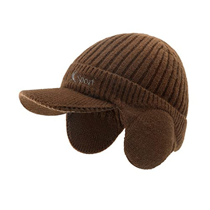 BAVST Hat for Men Knitted Beanie Women Winter Hats Men’s Stretchy Caps Outdoor Beanies Fleece Lined Ear Warmer - color: C-khaki