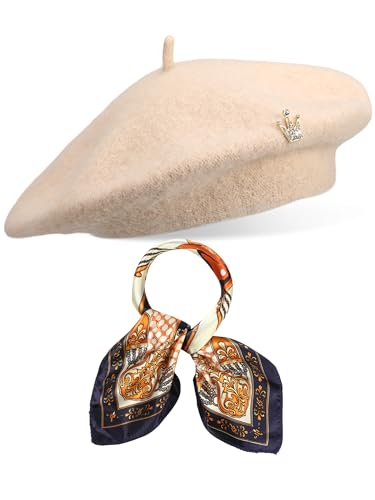 3 Pcs Beret Hats for Women - color: Beige