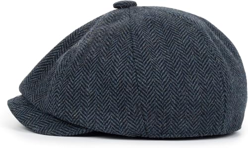 Kid's 20s Winter Newsboy Cap - Knitted Beret Peaked Hat for Boys Girls 4 to 9 Years - color: Navy Blue