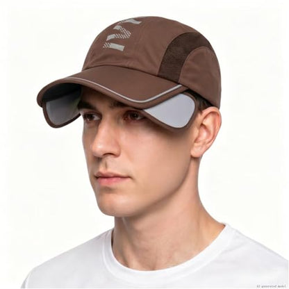 Retractable Brim Baseball Cap Sport Sun Visor Hat for Men Women - color: Brown