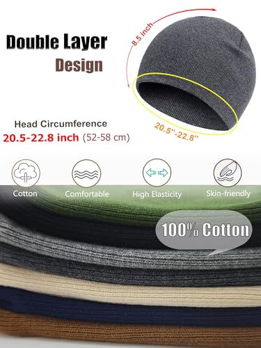 100% Cotton Beanie Hat for Men Women Cuffless Warm Winter Hats - color: 1pcs-dark Gray