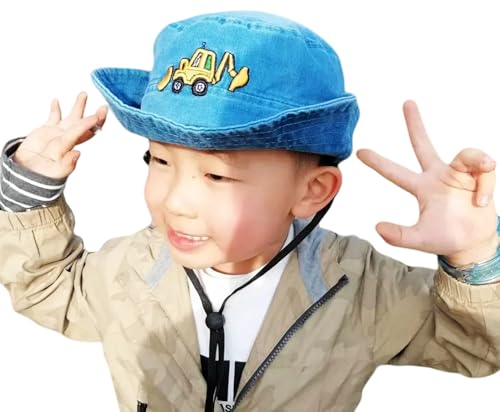 Excavator Toddler Baby Bucket Hats for Kids UV Protection Beach Hat Kids Camping Fishing Hat for Boy 2-8 Years - color: Blue