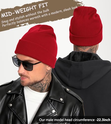 100% Cotton Beanie for Women Men Soft Knit Beanies Warm Winter Hat - color: Red