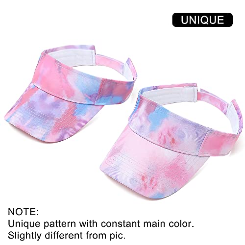 Sport Sun Visor Hats Cotton Ball Caps Empty Top Baseball Sun Cap for Men Women - color: Tie-dye Pink