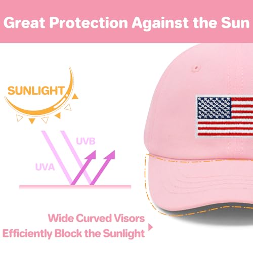 qikqik Baby Baseball Cap Toddler Baseball Hat Baby Ball Cap Toddler Hats for Boys Girls Cotton Infant Caps Kids Trucker Hat - color: Pink With Usa Red/White/Blue Flag, size: 2-6 Years
