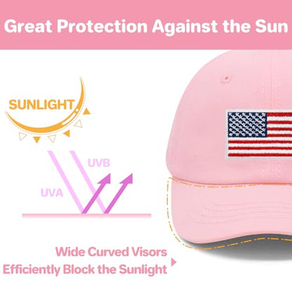 qikqik Baby Baseball Cap Toddler Baseball Hat Baby Ball Cap Toddler Hats for Boys Girls Cotton Infant Caps Kids Trucker Hat - color: Pink With Usa Red/White/Blue Flag, size: 2-6 Years