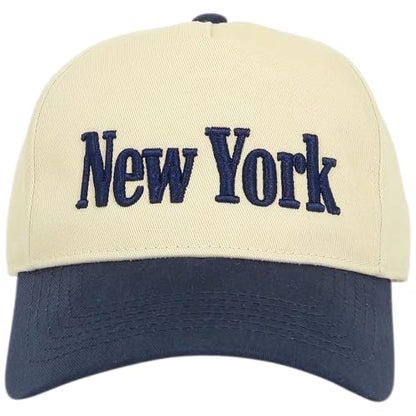 E BY ELIDAN New York Trucker Snapback Hat 3D Embroidered Baseball Cap - color: Cream Navy