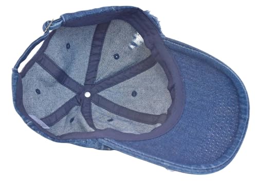 TSSGBL Unstructured Distressed Baseabll Cap Cotton Soft Dad Hat Adjustable Low Profile Headwear Ball Caps for Women Men - color: Distressed-denim-navy, size: Medium-Large