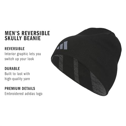 adidas Men's Reversible Skully Beanie - color: Black/Black-grey Six Marl/Grey