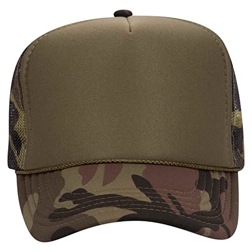 OTTO Wholesale 12 x Polyester Foam Front 5 Panel High Crown Mesh Back Trucker Hat - (12 Pcs) - color: Camo 021cpb