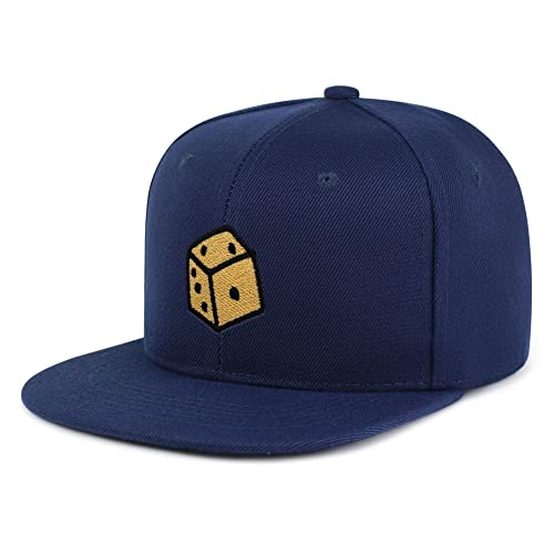 Dice Hip-Hop Snapback Hat Embroidered Baseball Cap Cute Board Game - color: 08. Navy