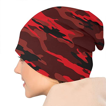 Gamepad Print Slouchy Beanie Skull Caps Chemo Hats Baggy Headwear for Men Women Jogging Cycling - color: Red Camouflage