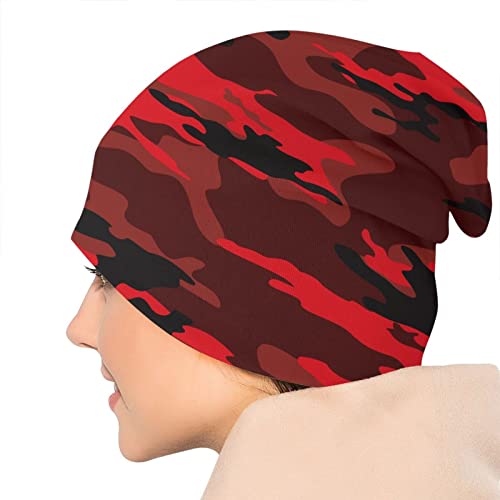 Gamepad Print Slouchy Beanie Skull Caps Chemo Hats Baggy Headwear for Men Women Jogging Cycling - color: Red Camouflage