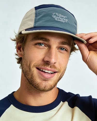 CLAPE Quick Dry 5 Panel Hat for Men, Breathable Mesh Lightweight Running Cap Outdoor Streetwear Flat Brim Hat - color: Bs265p15-navyblue