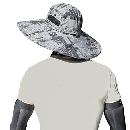 HUAMULAN Men Women 6" Wide Brim Sun Protection Hat Summer Fishing Hats - color: Hn005-shenhui-smo