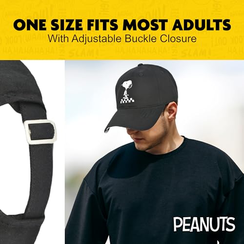 Concept One Unisex Adult Peanuts Snoopy Dad Hat, Adult Cotton Adjustable Baseball Cap with Curved Brim - color: Black