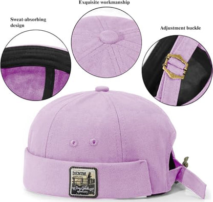 Glamorstar Dome Brimless Hats for Women Men Sailor Docker Beanie Cap Hip Hop Hats - color: Purple D