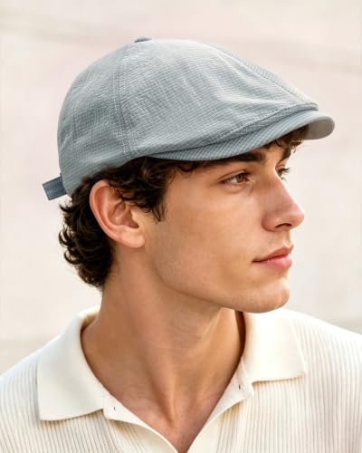 CLAPE Lightweight Breathable Flat Hat, Water-Resistant Newsboy Cap - color: Nb2609-gray