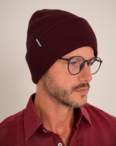 FURTALK Beanie Hat for Men Women Winter Hats for Women Men Soft Warm Unisex Cuffed Beanie Knitted Skull Cap - color: C-maroon