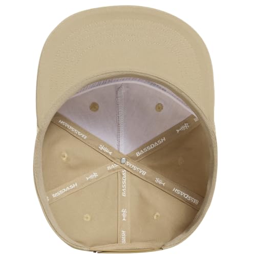 BASSDASH Embroidered Soft Top Flat Brim Duck Hat Snapback Cap for Hunting, Fishing, and Outdoor Activities - color: Khaki/Mallard