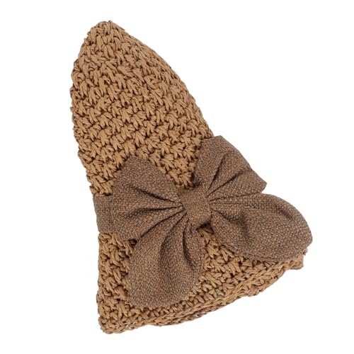 Women Wide Brim Floppy Straw Hats Beach Sun Hat Summer Cap with Bowknot UV Hat Sunhats Cloche Hat Strap Adjustable - color: Khaki
