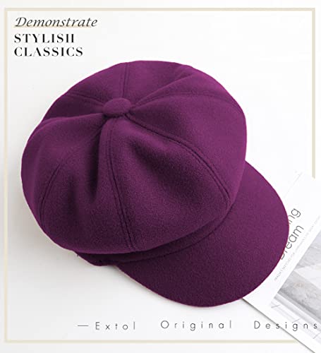 Sumolux Women Beret Newsboy Hat French Cap Classic Winter - color: Purple